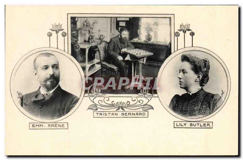 Portrait dreier Personen — Emm. Arène, Tristan Bernard, Lily Butler — Verlag Les Annales Politiques et Littéraires - Vorderseite