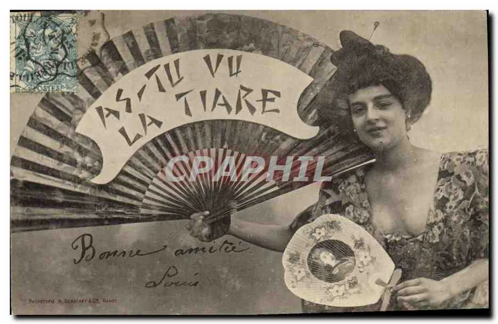 Frau mit Fächer — 'AS-TU VU LA TIARE' — Phototype A. Berard & Cie, Nancy - Vorderseite