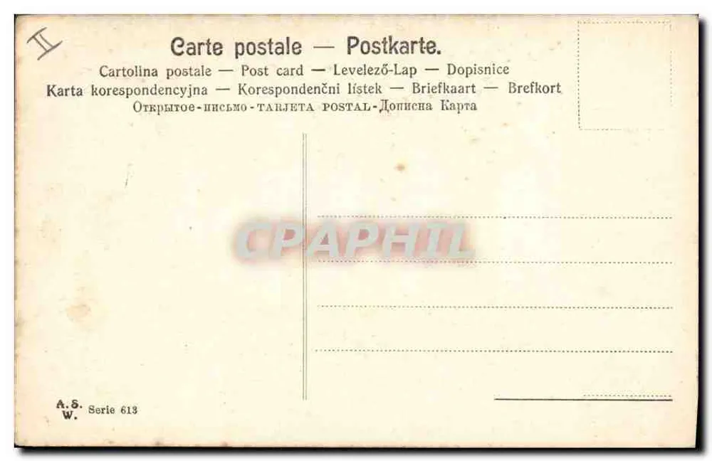 Schmückende Brief mit Rose — Verzierte Initial — Serie 613 von A.S. - Rückseite
