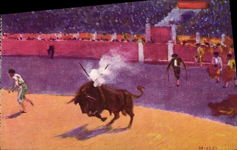 Feuerbanderillas — Stierkampf-Szene — M. Bertuchi - Vorderseite