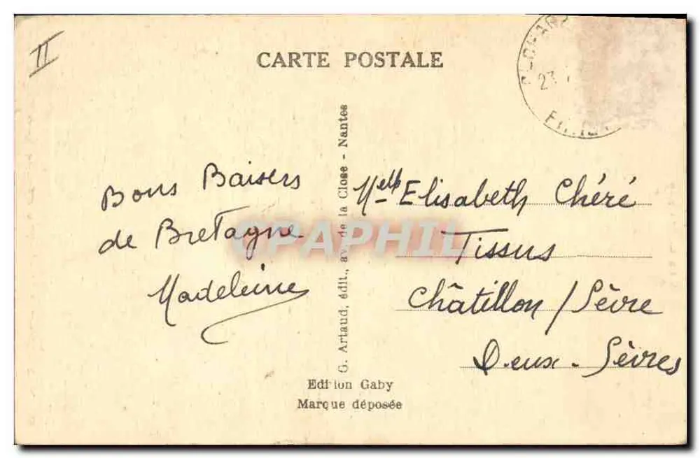 Jeune Bretagne — Saint Guénolé, Finistère — Jeune Bigoudène - Verso