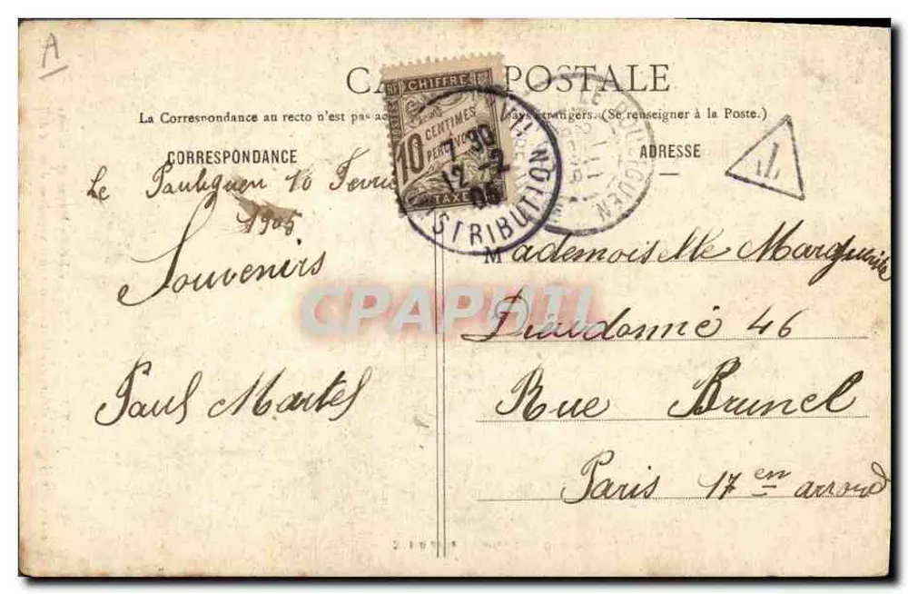 PONT-AVEN — An der Gasttisch — Menüs und Küche — G. I. D. de Nantes, Nr. 450 - Rückseite