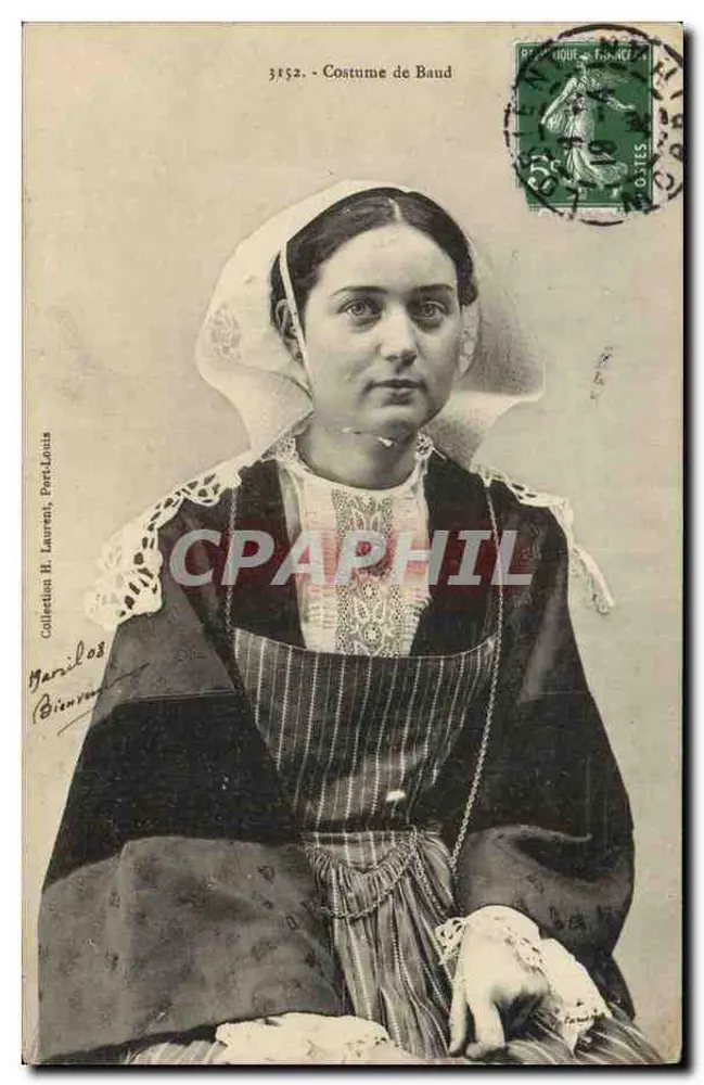 Traje de Baud — Coleção H. Laurent, Port-Louis — n° 3152 - Frente