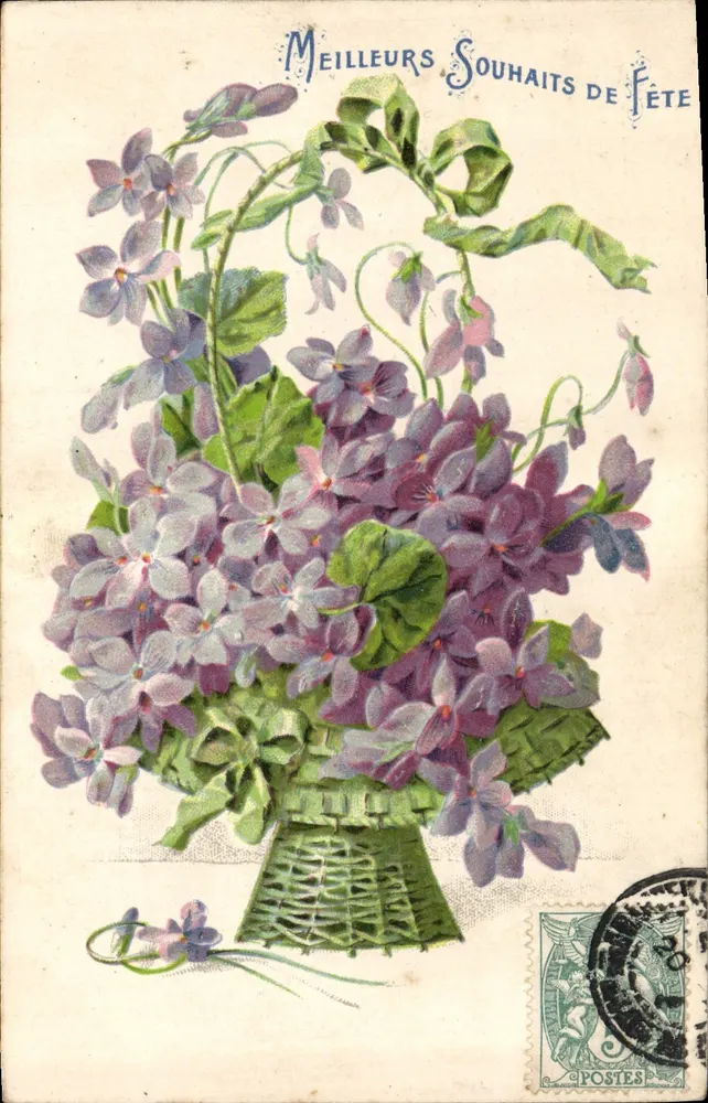 Violetas — buquê em cesta — editor desconhecido - Frente