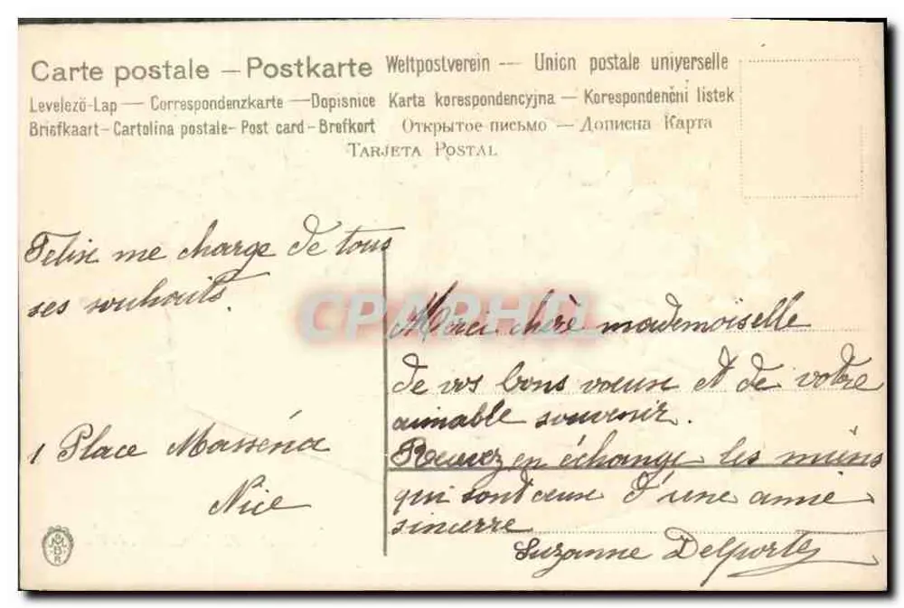 Violetas em um cesto — Boa Ano 1911 — Terça-feira 3 de janeiro — editor não visível - Verso
