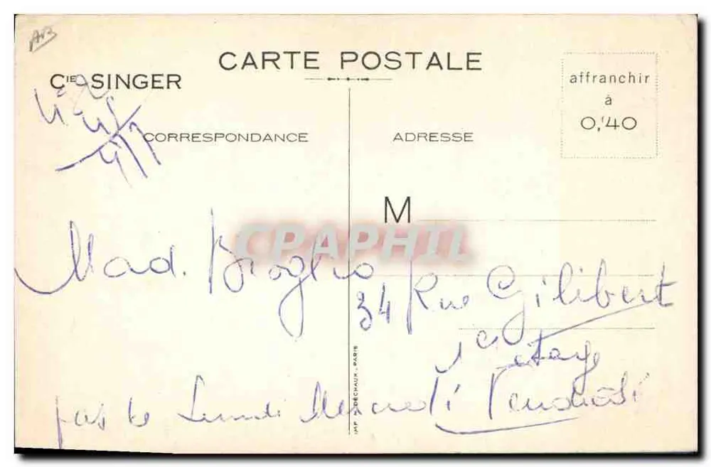 Une machine Singer — publicité pour un meuble Singer — CIE SINGER - Rückseite