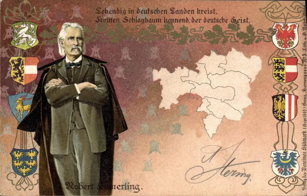 Robert Schmerling — Lebendig in deutschen Landen kreist, keinen Schlagbaum kennend, der deutsche Geist. — E. Rehbein, Großheringen - Frente