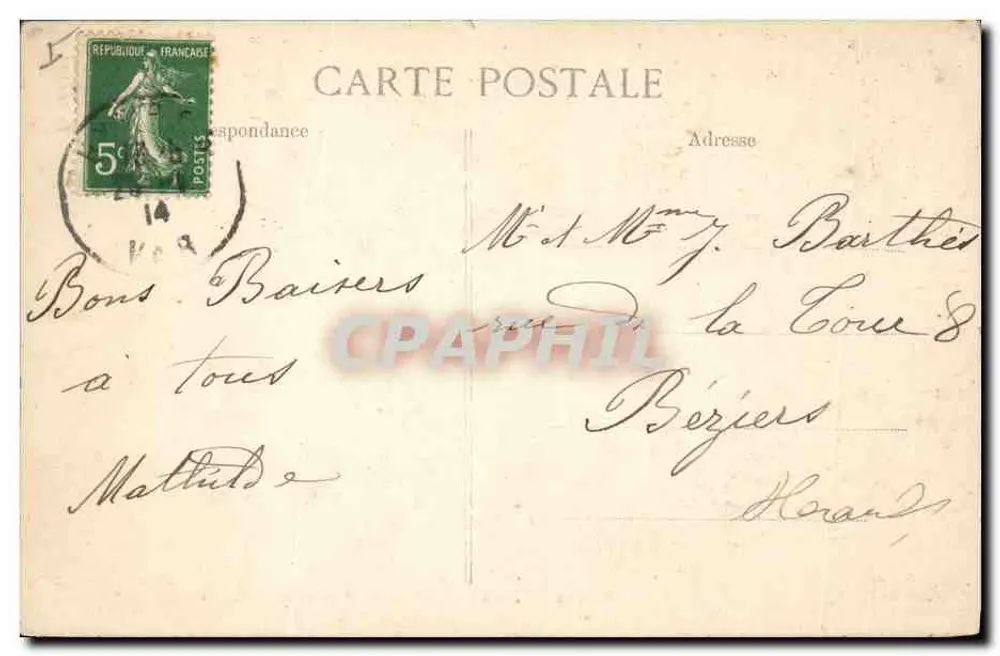 Hyères-les-Palmiers — Avenue des Palmiers — Verleger B.L. n°894 - Rückseite
