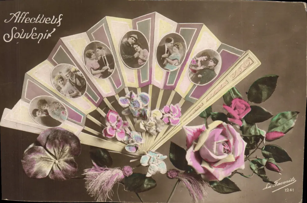 Fan de souvenirs — scène de couples amoureux — La Favorite n°1241 - Frente