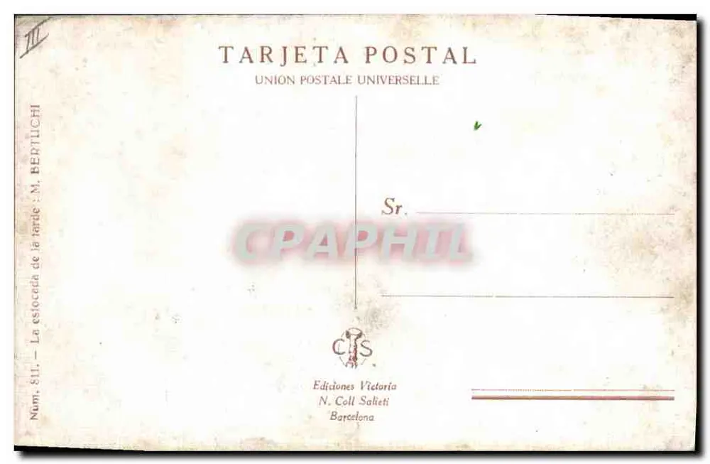 Torero e touro em uma arena — Edições Victoria N. Coll Saltet, Barcelona — N° 511 - Verso