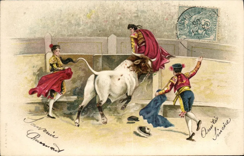 Batalha de touros — cena de corrida — A.&M. B. N° 36 - Frente