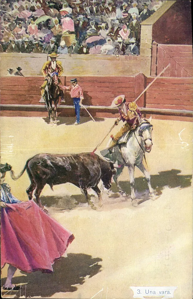 Toreador e touro — cena de corrida — série 1059, n°3 - Frente