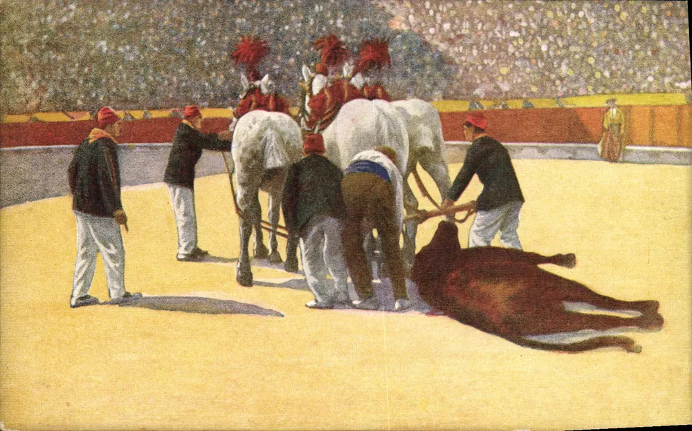 Corrida — cena de tauromaquia — Éditions Victoria N. Coll Salieti, Barcelona, n° 10 - Frente