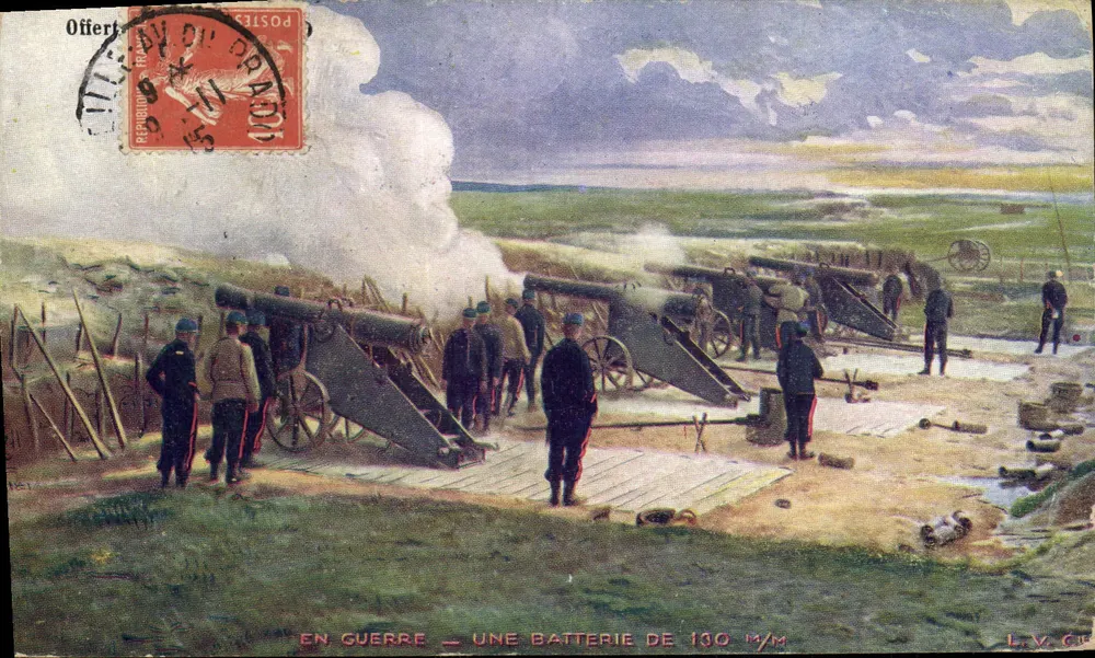 Em Guerra — Uma bateria de 130 mm — L.V. C. - Frente