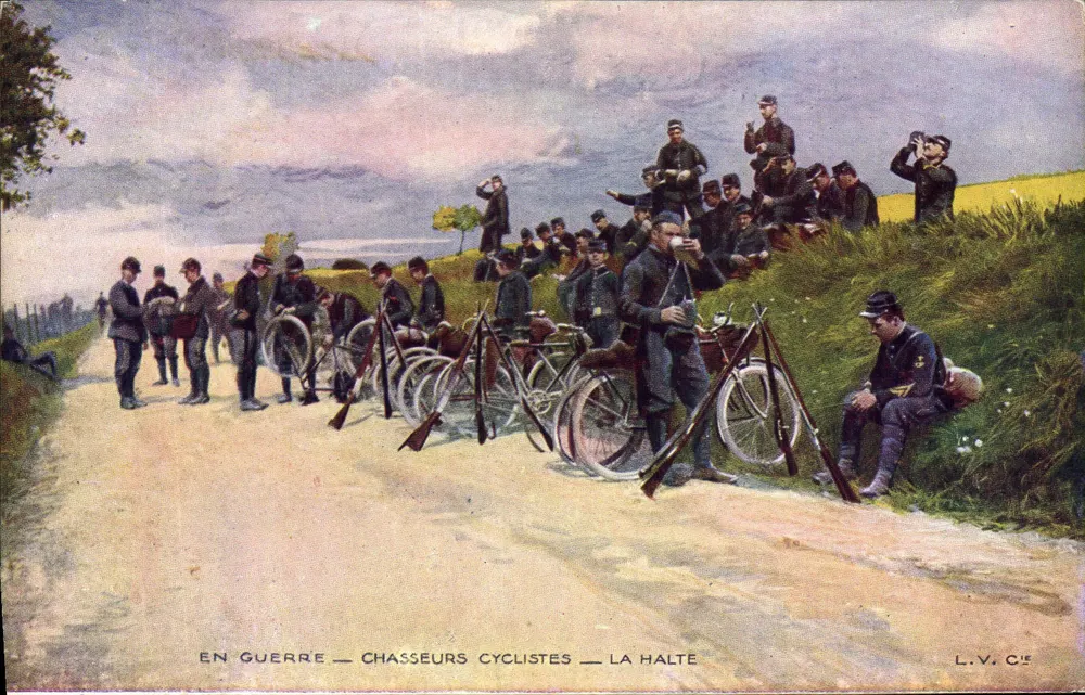 In Krieg — Radfahrer-Späher — La Halte — L.V. C°5 - Vorderseite