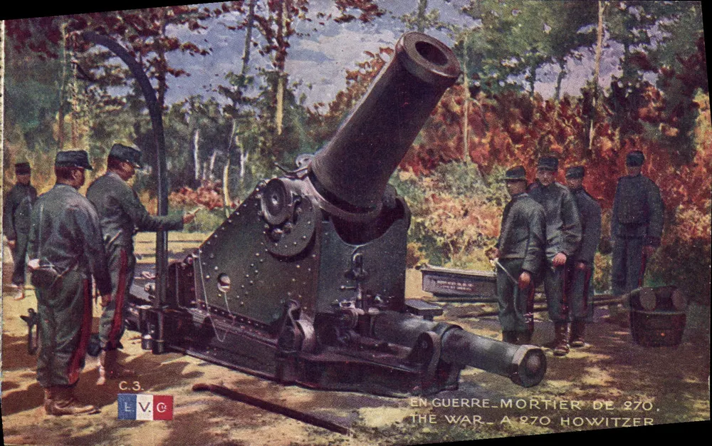 Canhão de morteiro de 1870 — Em guerra — Editor L.V.C. n° C.3 - Frente