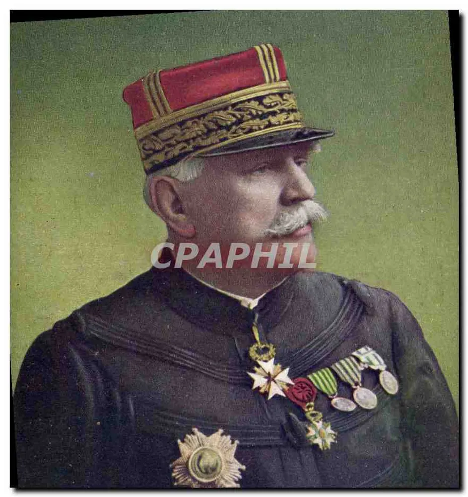 Geral francês em uniforme — decorado com medalhas — editor desconhecido, número de série não visível - Frente
