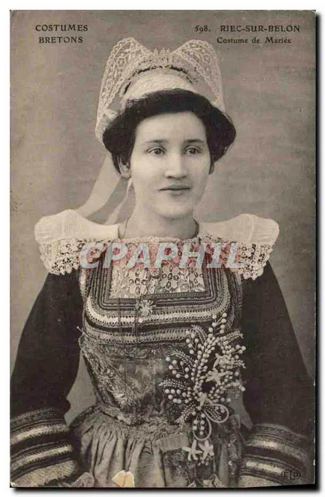 Bretone Kleidung — Riec-sur-Belon, Brautkleid — Verlag E.P.D. Nr. 398 - Vorderseite