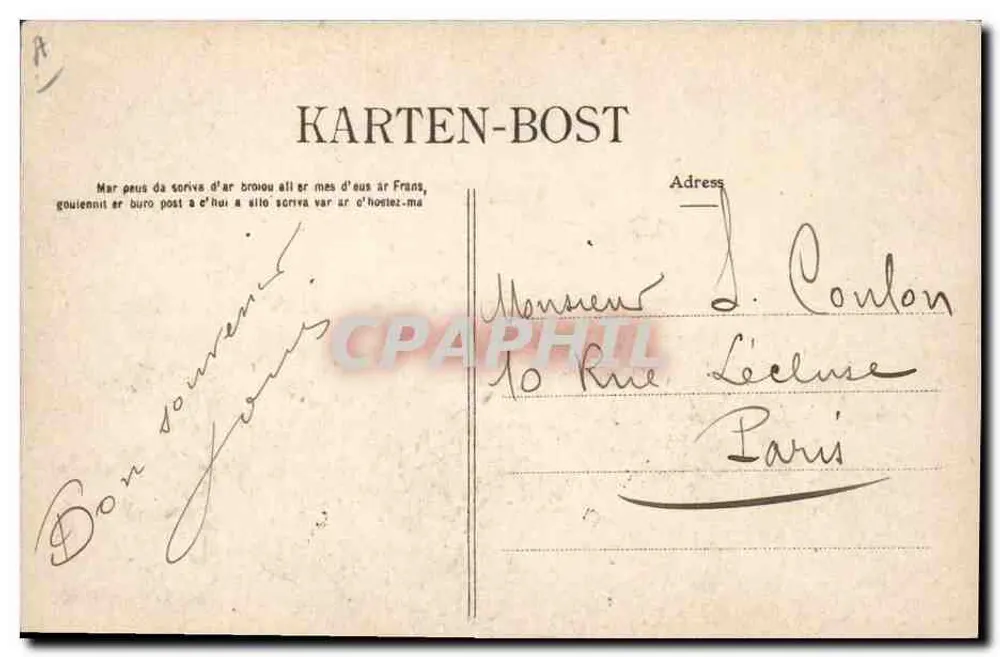 Typ einer Frau von der Insel Sein (Kopfstudie) — Sammlung Villand, Quimper — n° 1609 - Rückseite