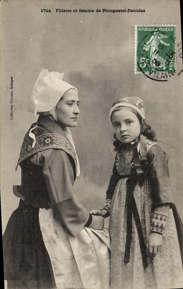 Mädchen und Frau von Plougastral-Daoulas — Sammlung Villarn, Quimper — n° 1744 - Vorderseite