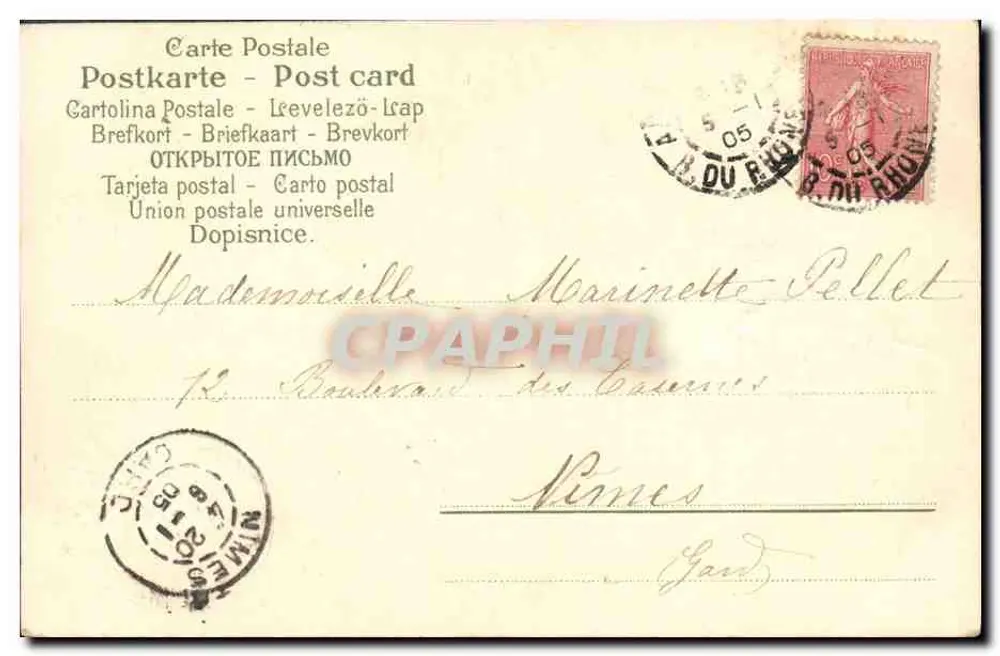 Flores e trevo — carta postal decorativa — editor não visível - Verso