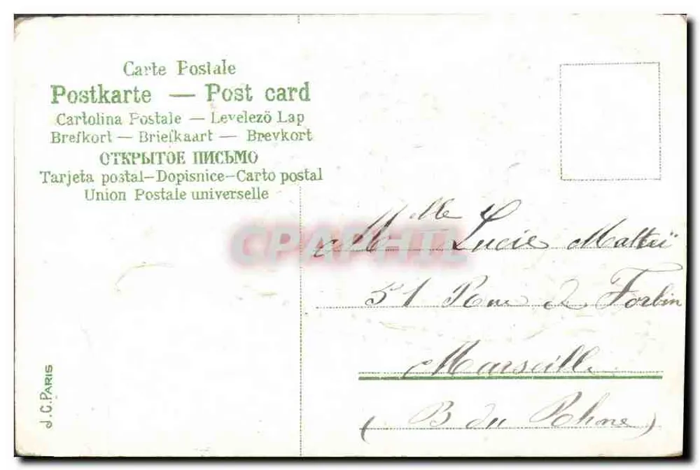 Flores em um carrinho — Boa e Feliz Ano — J.C. Paris - Verso