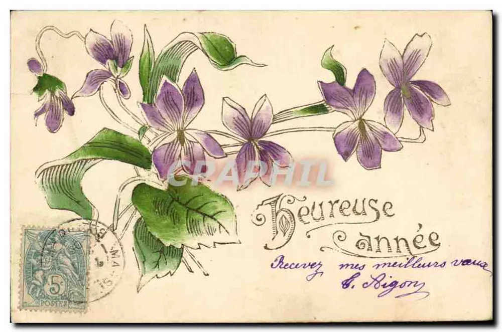 Violetas — Carta de boas-vindas — Editor não identificado, número de série não visível - Frente