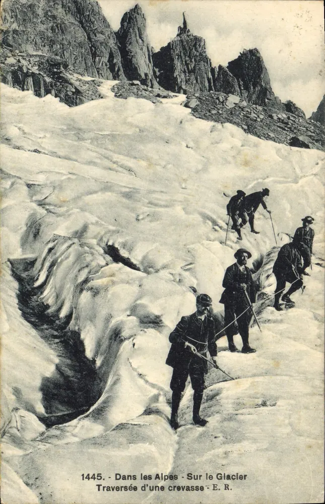 Überquerung einer Schneewehe — Auf dem Gletscher — E. R. - Vorderseite