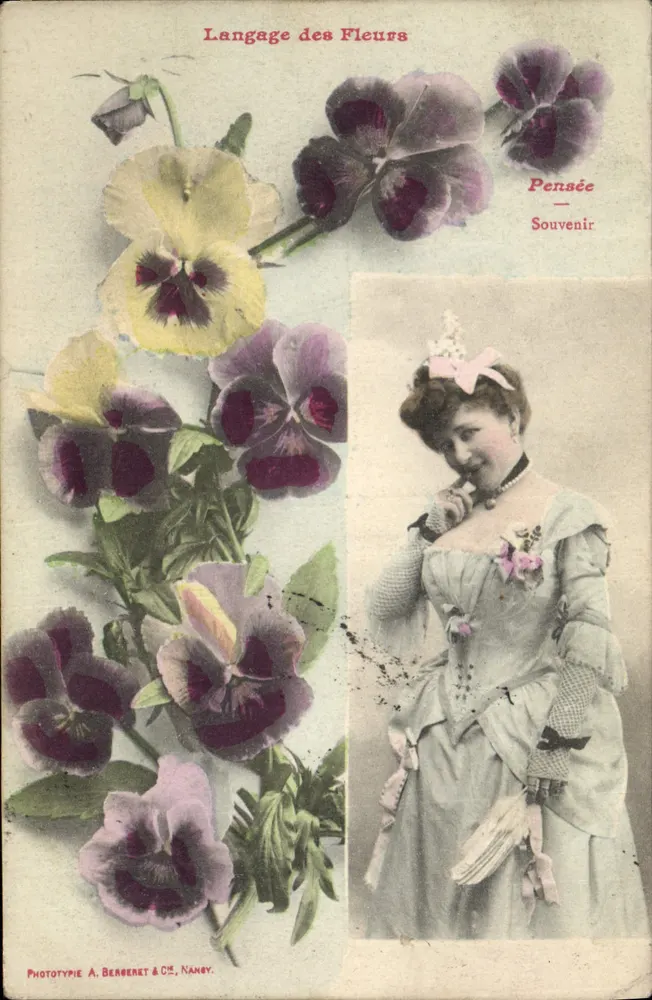 Sprache der Blumen — Gedanke — Erinnerung — Phototypie A. Bergeret & Cie, Nancy - Vorderseite