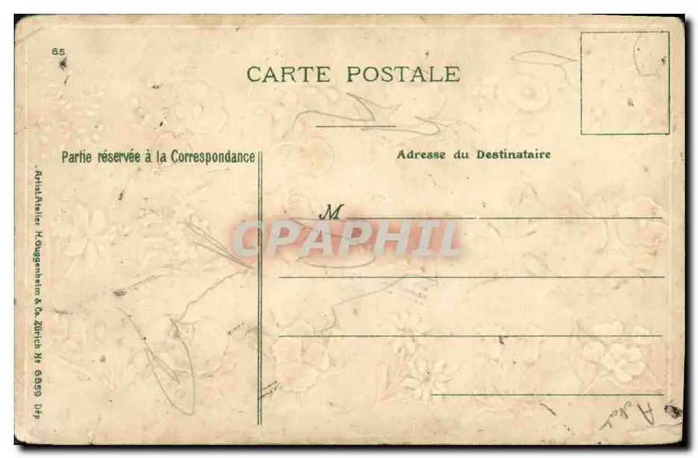 Langage des Fleurs — Carte illustrée avec dix-sept fleurs et leurs significations — éditeur Arthur Fleiter H. Bauguenheim & Cie, Zürich, n° 6899 - Reverso