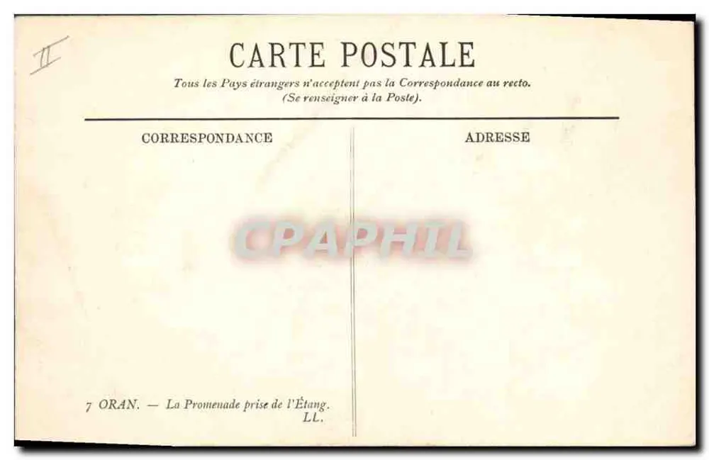 Oran — Die Promenade vom See aus — Verlag LL, Nr. 7 - Rückseite