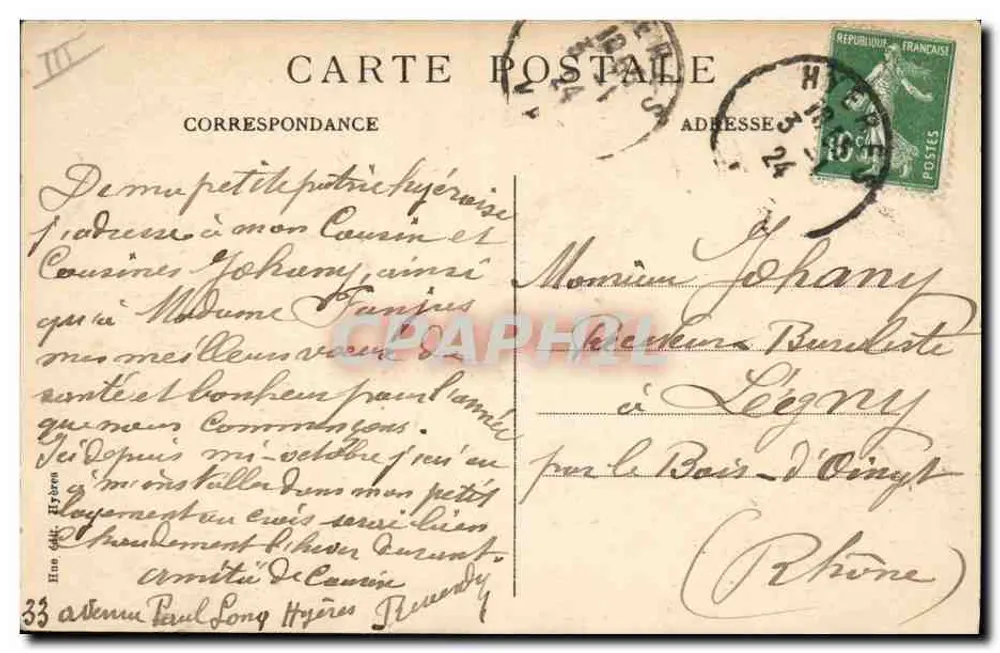 Hyères-les-Palmiers — Avenue de Belgique — Verlag Banania, n° 80 - Rückseite
