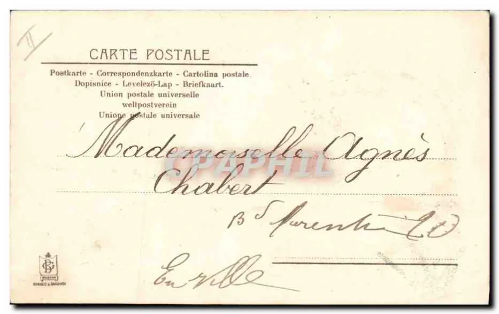 Violette Pansy — Mit einem stilisierten Motiv dekoriert — Verleger Jean - Rückseite
