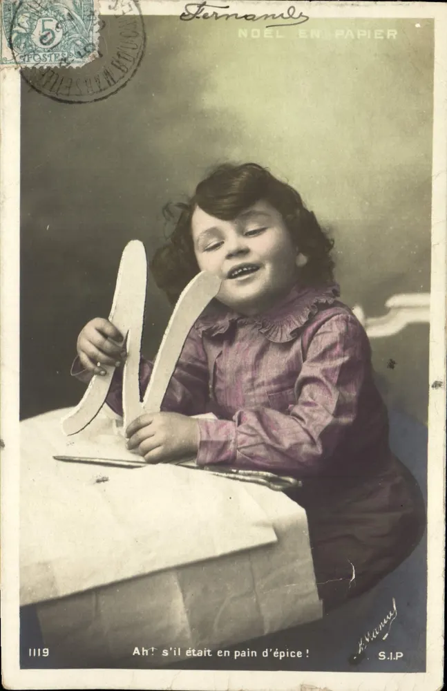 Fernandé — Kind, das mit einem Papierobjekt spielt — Verlag Fernandé, n° 1119 - Vorderseite