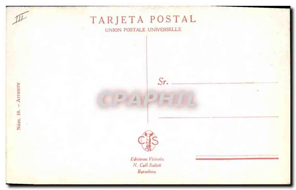 Corrida de touros — cena de fim de luta — Edições Victoria, N. Coll Salieti, Barcelona, N° 10 - Verso