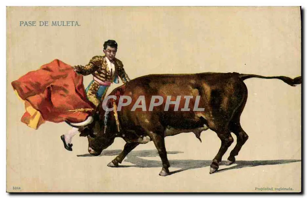 Pase de Muleta — cena de tauromaquia — editor desconhecido, n° 6884 - Frente