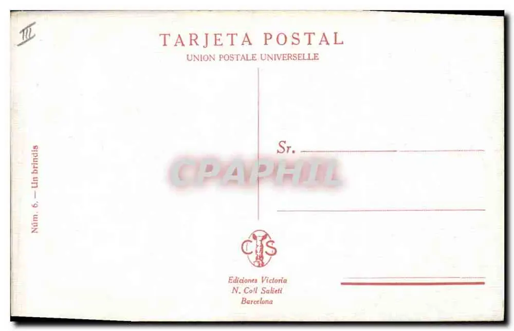 Torero saudando a multidão — Editor N. Coll Salieti, série Núm. 6 - Verso