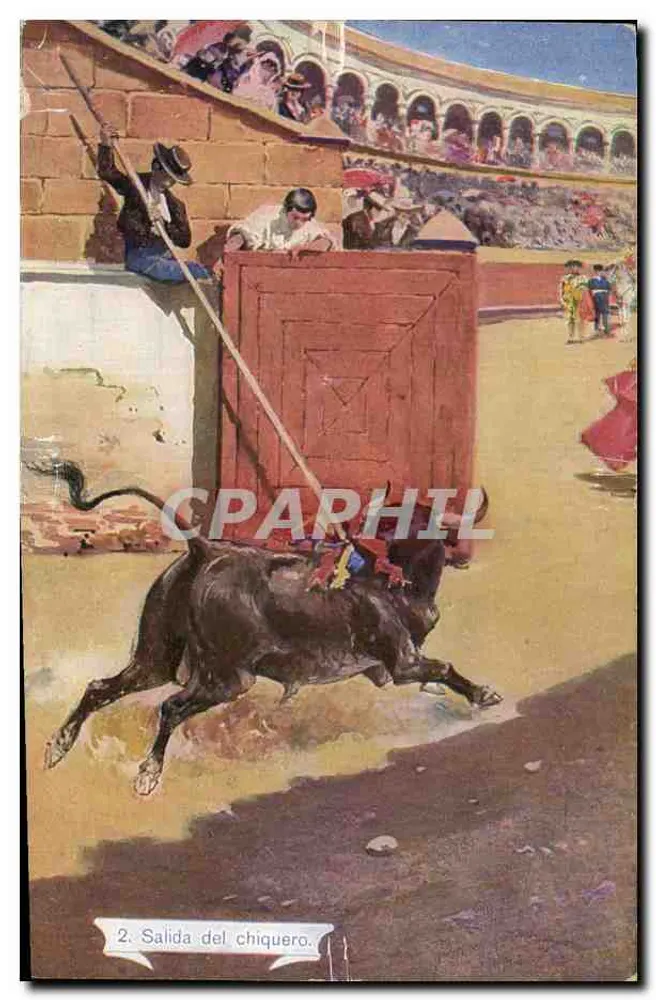 Austritt des Stiers — Stierkampf-Szene — Serie 1059, n°2 - Vorderseite