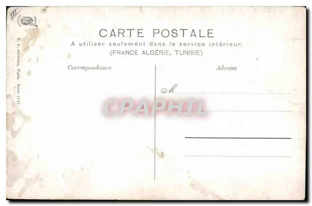 Arrastre del Toro — cena de corrida com touro arrastado — editor K. F. F. Editeur, Paris, série 1247 - Verso