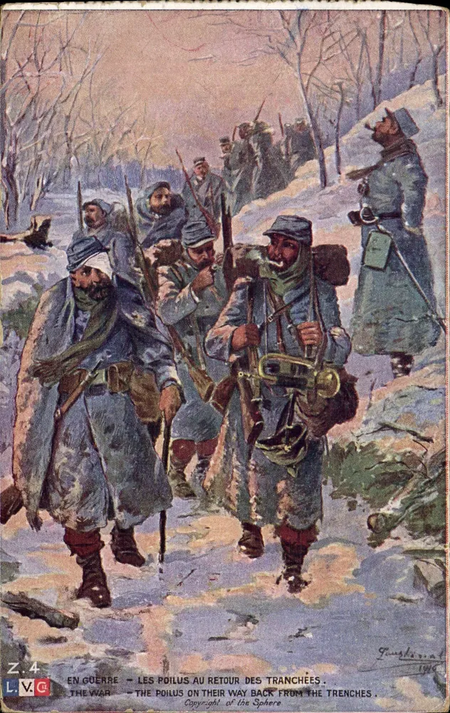 Soldaten, die aus den Schützengräben zurückkehren — Die Poilus auf dem Rückweg aus den Schützengräben — Verlag L.V.C. Nr. Z.4 - Vorderseite