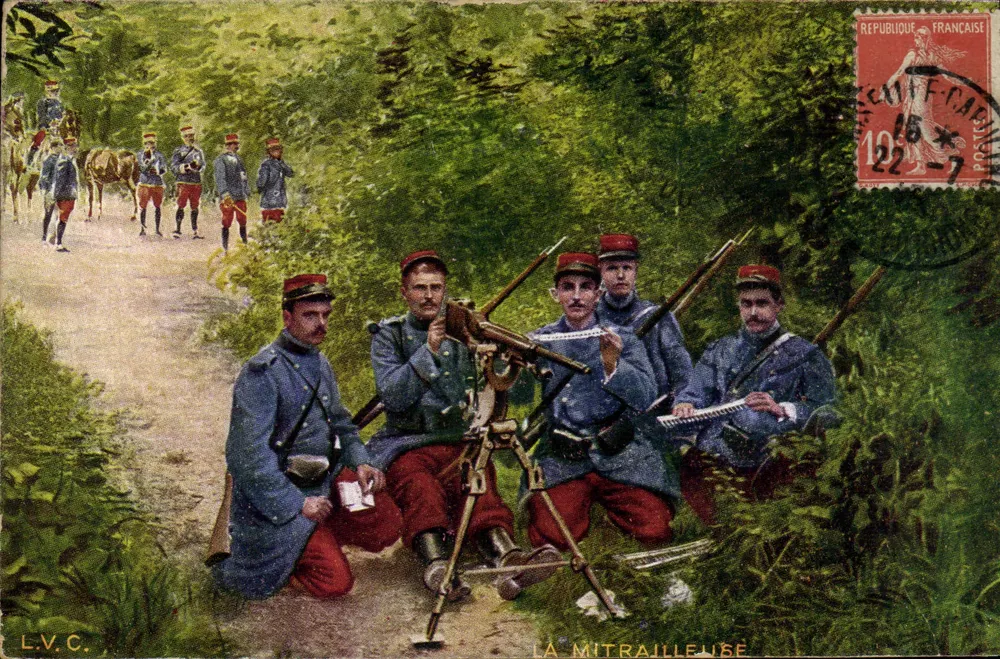 Francuscy żołnierze z karabinem maszynowym — L.V.C. — Wydawca L.V.C. - Awers