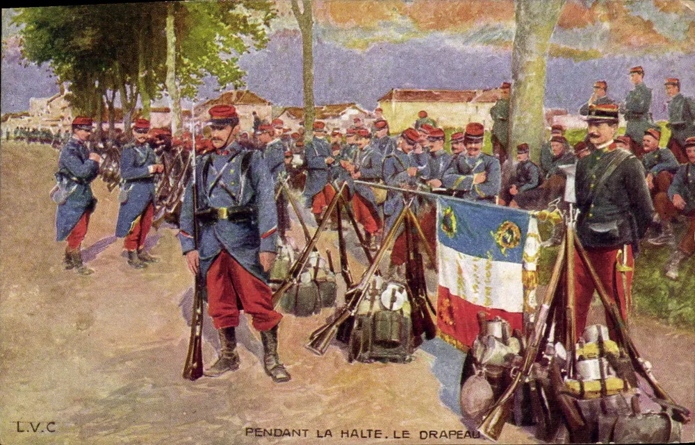 Soldados franceses em halte — A Bandeira — L.V.C. (editor) - Frente