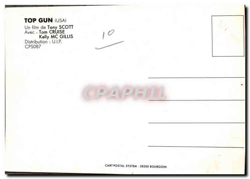 Top Gun — US-Film 1986 — Werbeansichtskarte - Rückseite