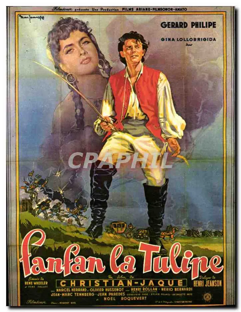 Fanfan la Tulipe — com Gérard Philippe e Gina Lollobrigida — Filmes Ariane-Filmsokor-Anato - Frente