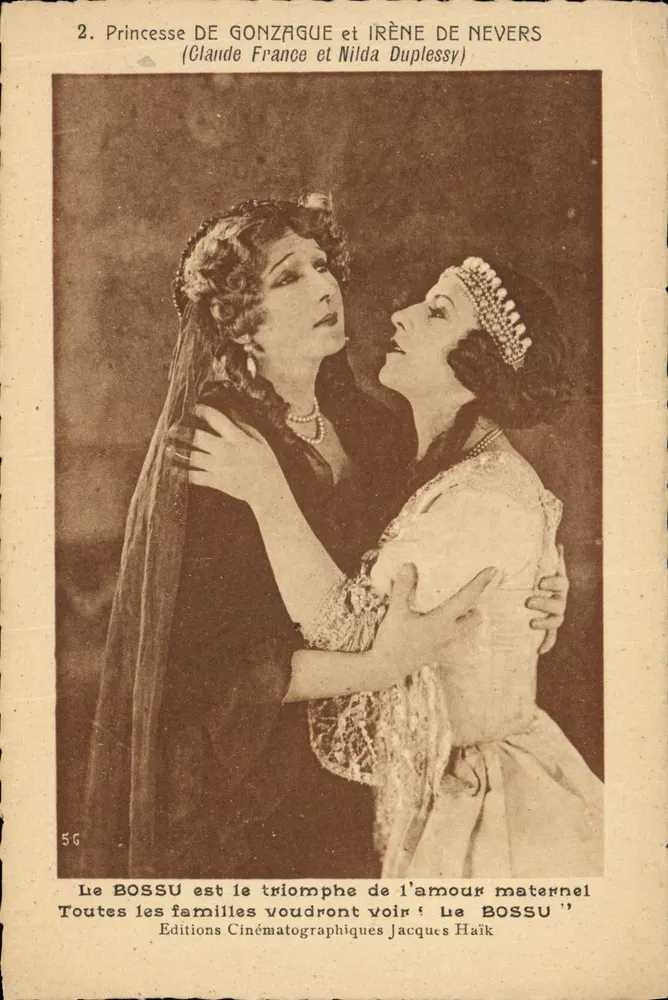 Prinzessin von Gonzague und Irène de Nevers — Szene aus dem Film 'Le Bossu' — Éditions Cinématographiques Jacques Haïk - Vorderseite