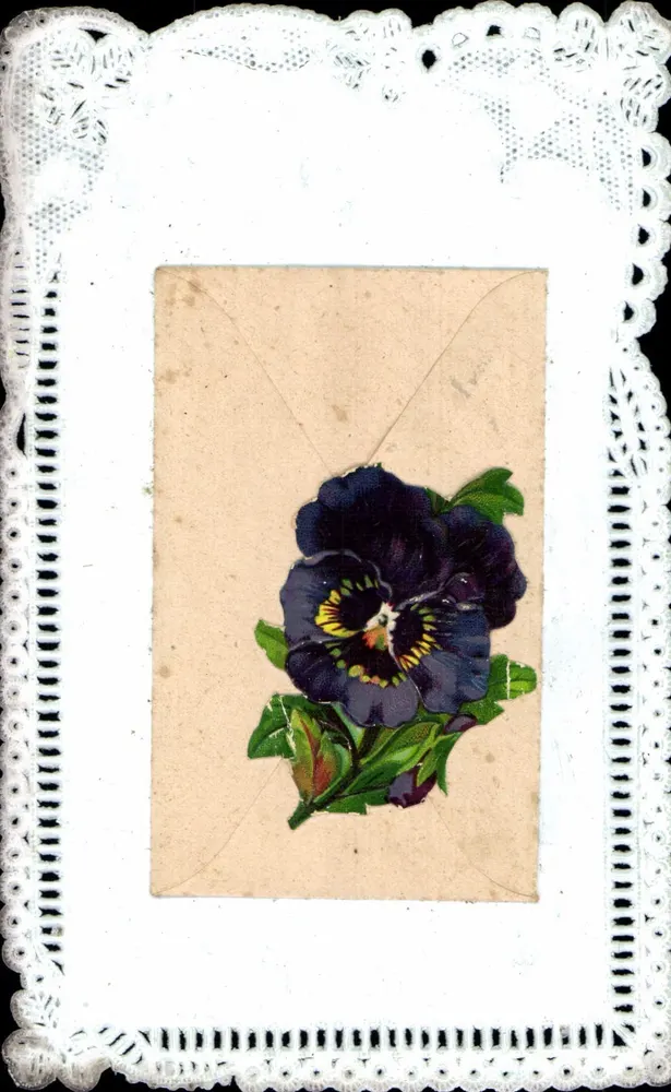 Pansée azul — carta postal com moldura dentelada — editor AB - Frente