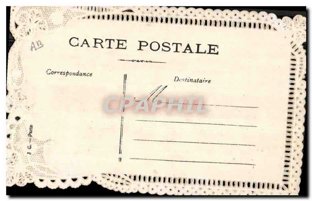 Pansée azul — carta postal com moldura dentelada — editor AB - Verso