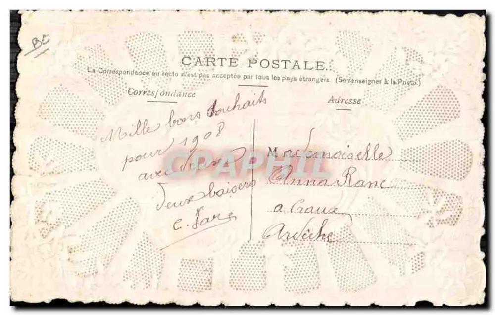 Flores — Carta de boas-vindas — editor desconhecido, número de série não visível - Verso