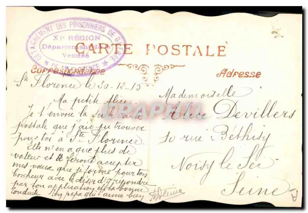 Mariposa de tecido — Sinal de afeto — Carta postal de presidiário - Verso