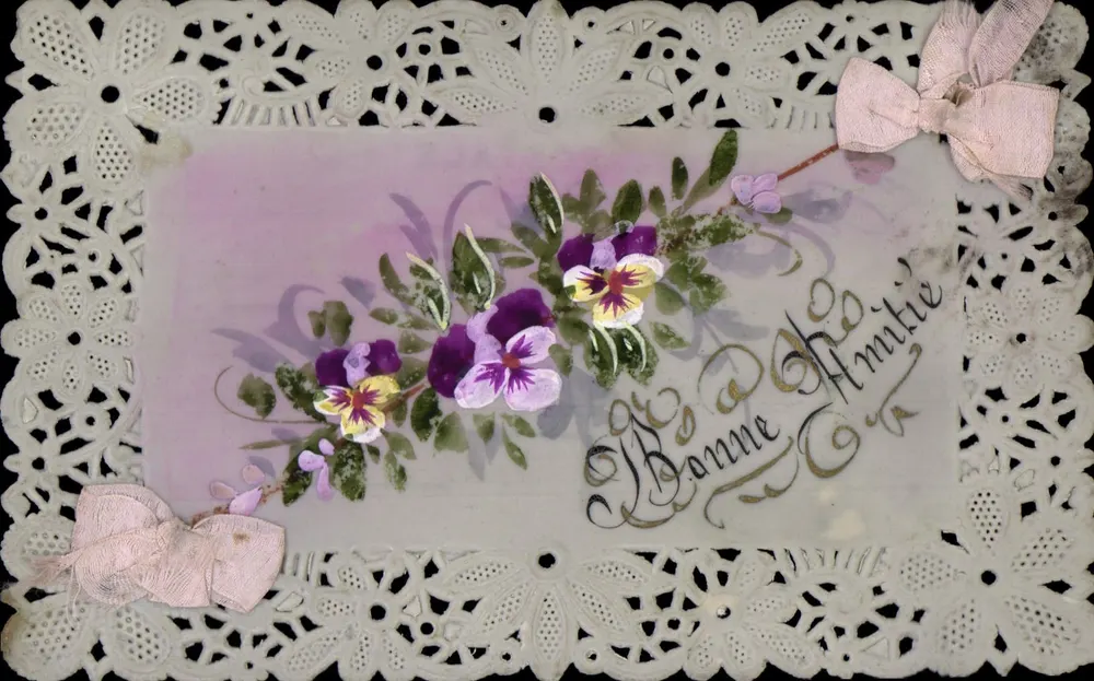 Flores de pensamento — Boa Amizade — Carta postal - Frente